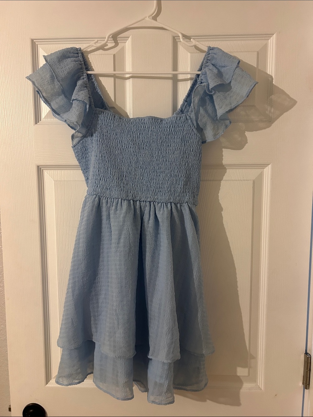 Altar’d State Light Blue Ruffle Sleeve Dress - Gentle Chiffon Look